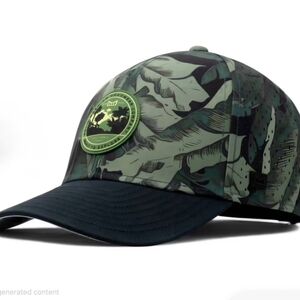 Camouflage Baseball Cap with Green Emblem